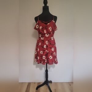 Red Floral Print Cocktail/ Summer Dress